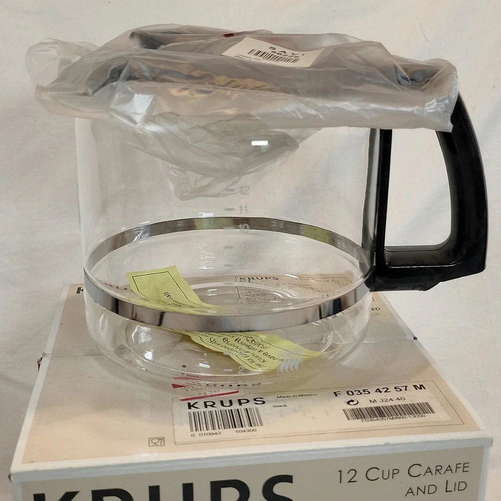 Krups 12 Cup Carafe and Lid Black Replacement Coffee Pot Glass ProAroma 453 452